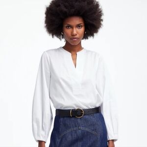 Madewell Cottagecore V-Neck Long Sleeve White Blouse Women's Size S